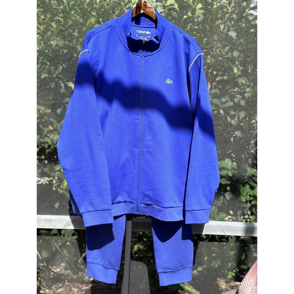 Lacoste Sport Fleece Sweatsuit for Men 4XL Blue Activewear Tracksuit